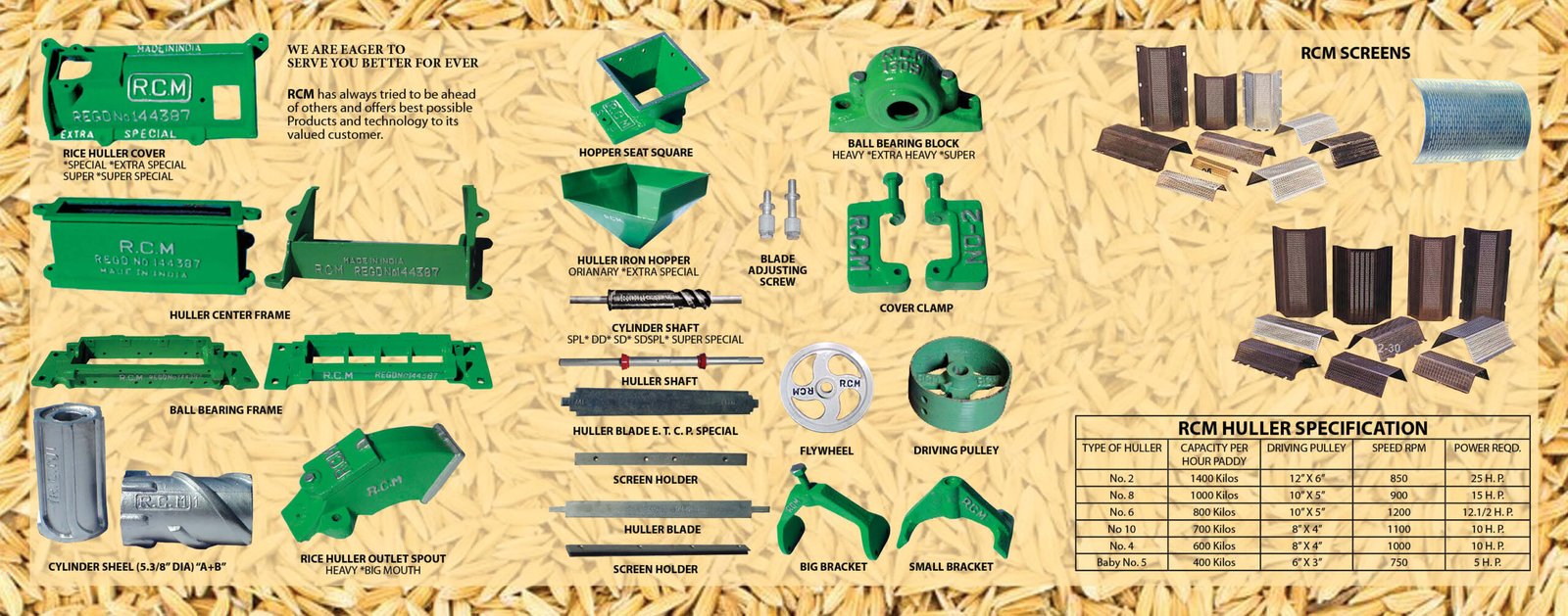 RICE HULLER SPARE PARTS